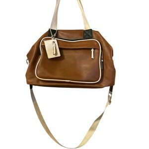 Madden Girl Brown Leather XL Duffle Travel Bag. EUC
